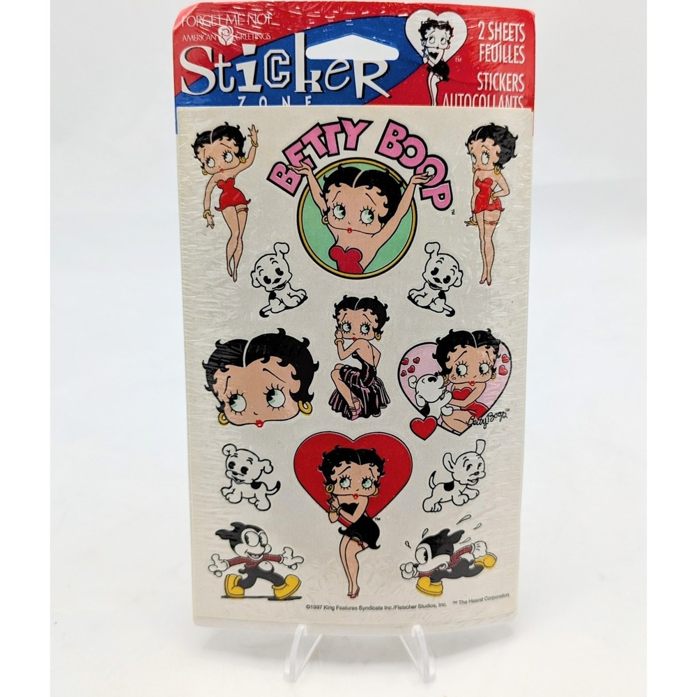 1998 American Greetings Forget Me Not Betty Boop Stickers 2 Sheets In Pack